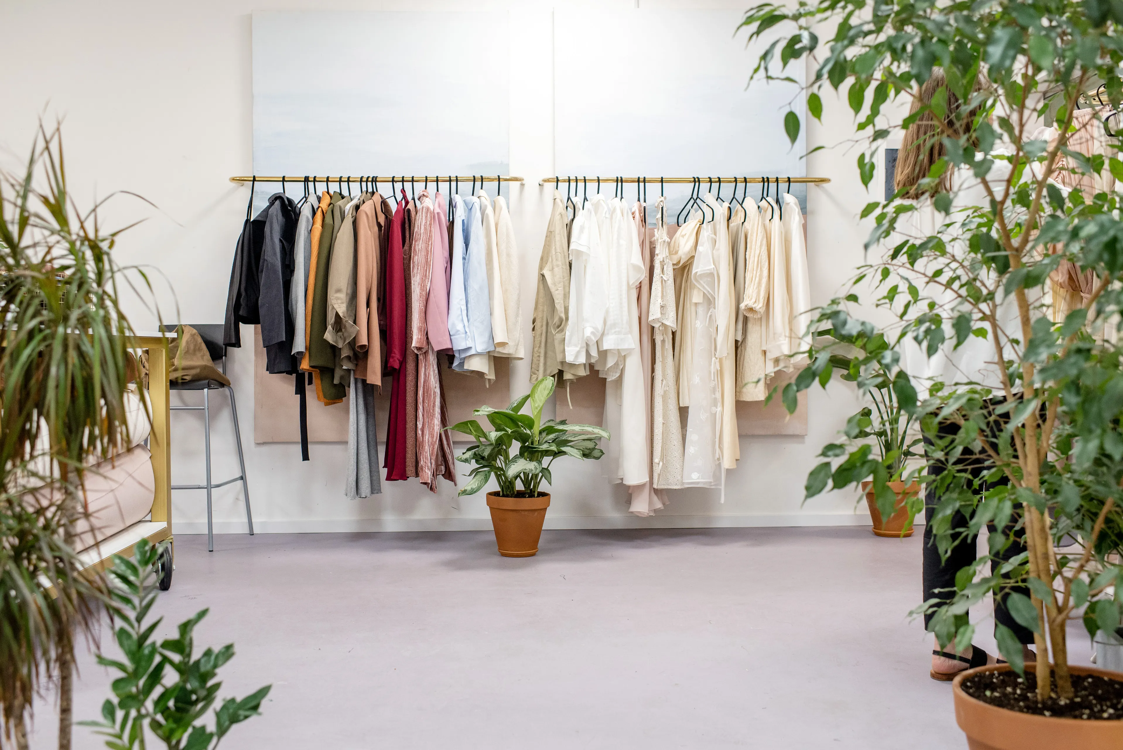 Fashion ecommerce studio with garments on display